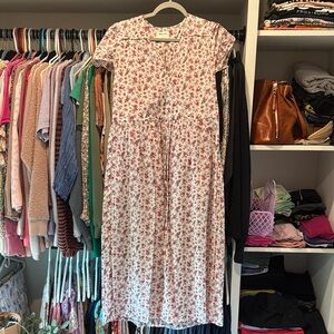 Floral White and Red Women's Dress